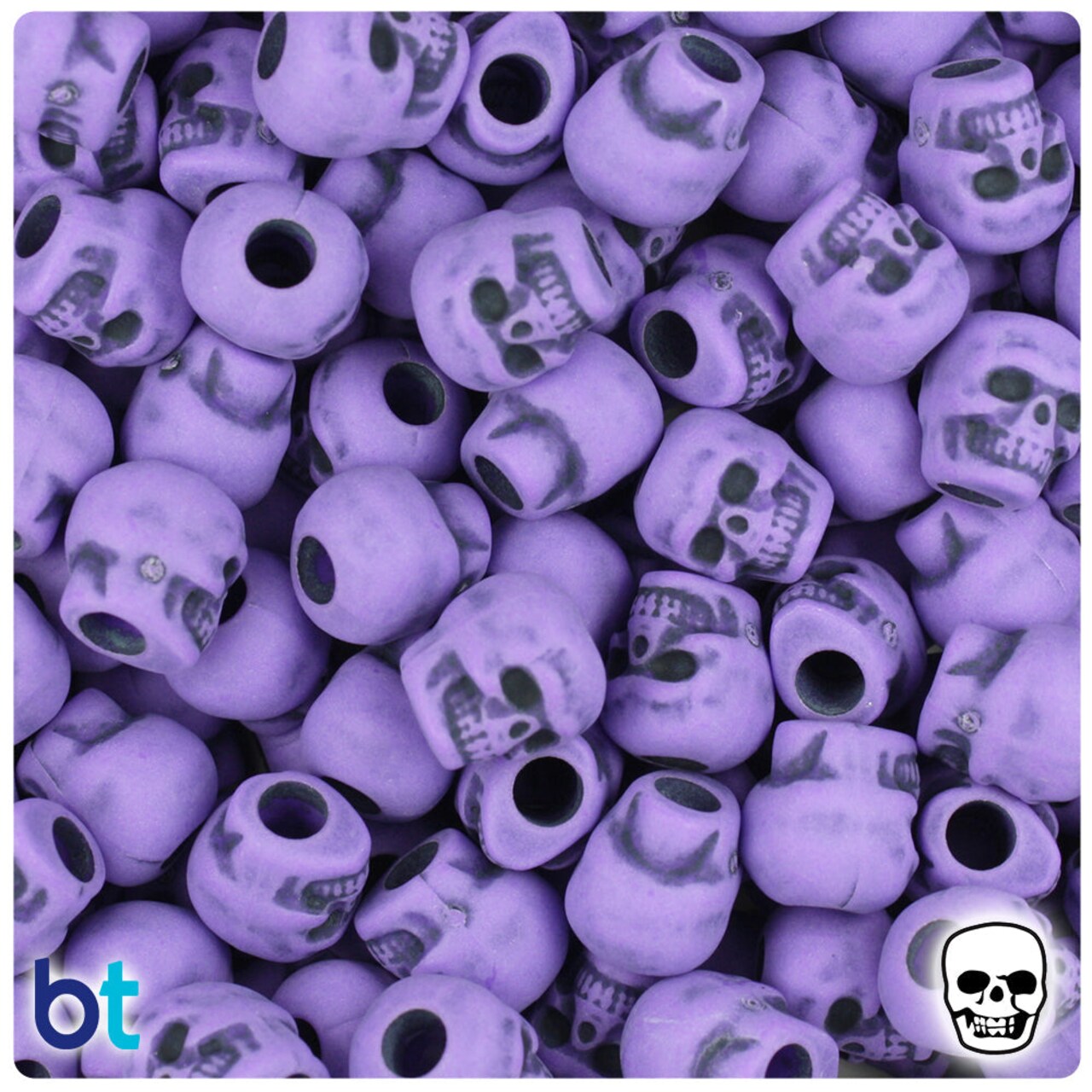 BeadTin Dark Lilac Antique 11mm Skull Plastic Pony Beads (150pcs)